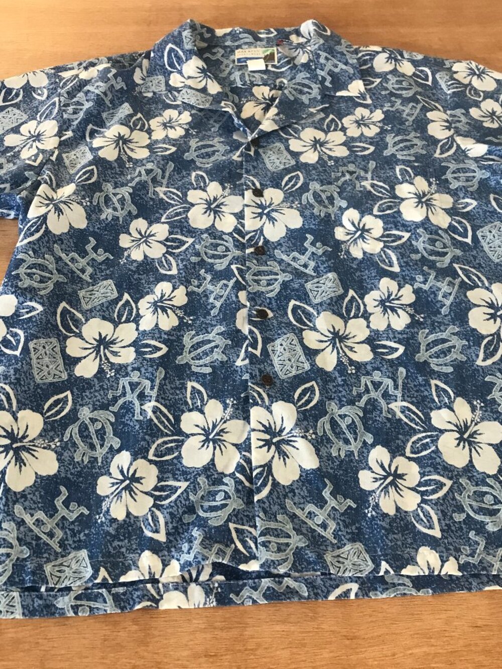Makapuu Hawaiian Shirt Men 3XL Blue Floral Button Up Pocket Short Sleeve 19751